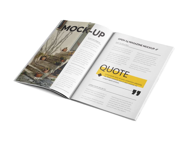 Free Open A5 Magazine Mockup PSD