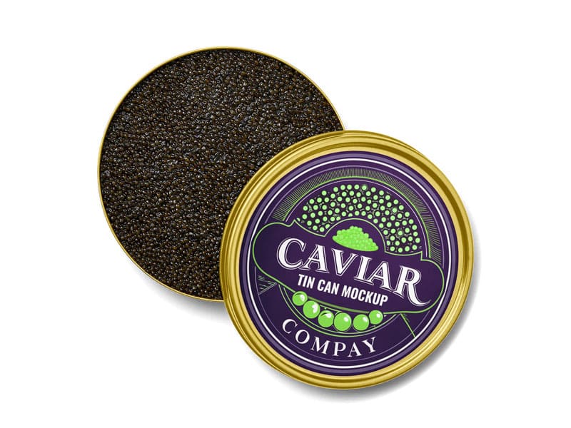 Free Black Caviar Mockup In Tin Can Mockup PSD