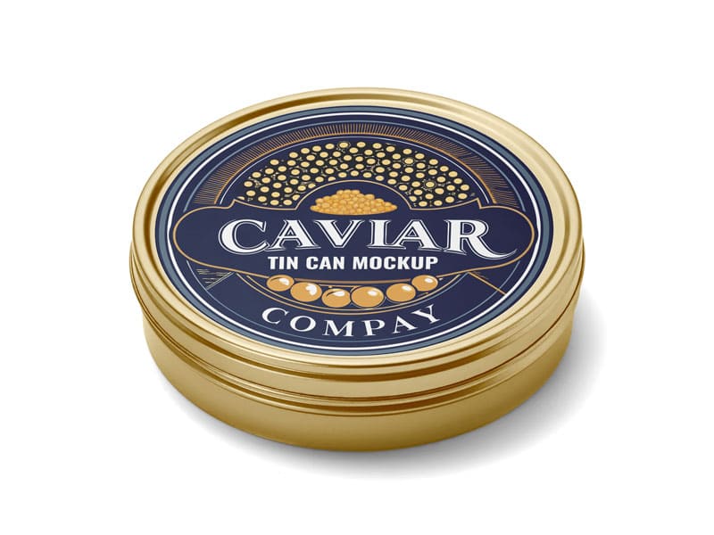 Free Black Caviar Tin Can Mockup PSD