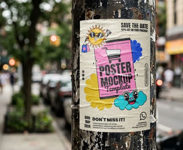 wrinkled poster mockup